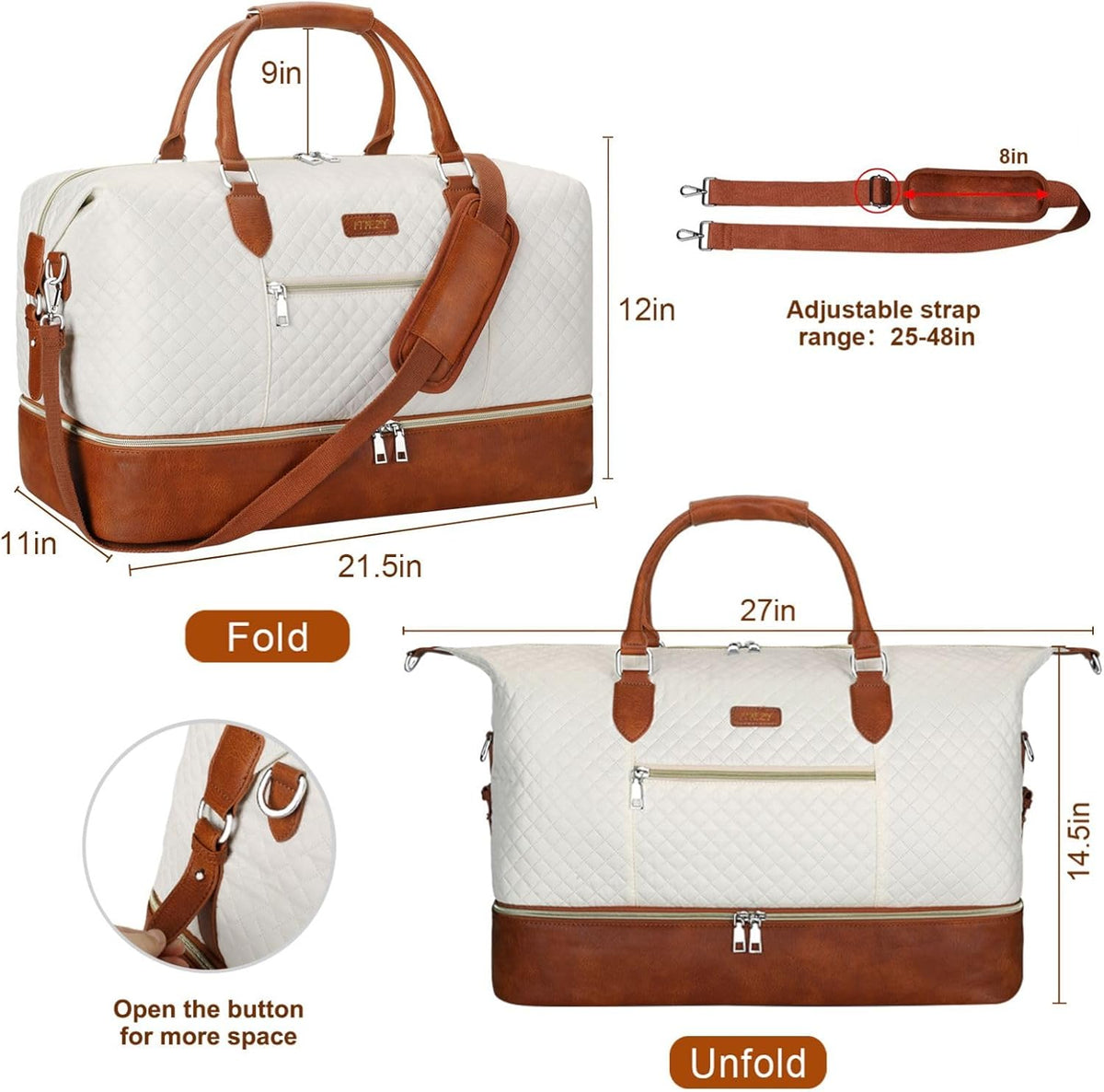 Weekender Overnight Bag for Women - Large Travel Duffel Bag with Shoe Compartment, Gym Duffel Bag Hospital Bag Carry On Tote Bags for Airplanes with Crossbody Bag Toiletry Bag 3Pcs Set - Colors A
