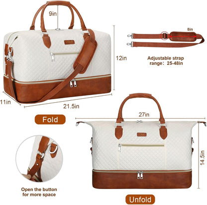 Weekender Overnight Bag for Women - Large Travel Duffel Bag with Shoe Compartment, Gym Duffel Bag Hospital Bag Carry On Tote Bags for Airplanes with Crossbody Bag Toiletry Bag 3Pcs Set - Colors A