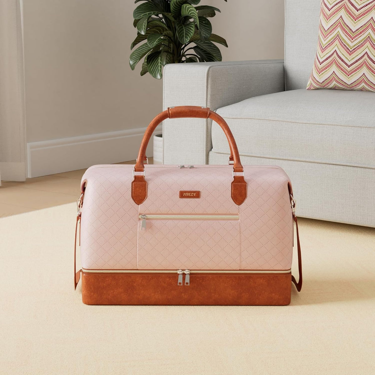 Weekender Overnight Bag for Women - Large Travel Duffel Bag with Shoe Compartment, Gym Duffel Bag Hospital Bag Carry On Tote Bags for Airplanes with Crossbody Bag Toiletry Bag 3Pcs Set - Colors A