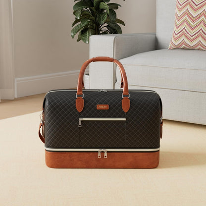Weekender Overnight Bag for Women - Large Travel Duffel Bag with Shoe Compartment, Gym Duffel Bag Hospital Bag Carry On Tote Bags for Airplanes with Crossbody Bag Toiletry Bag 3Pcs Set - Colors A