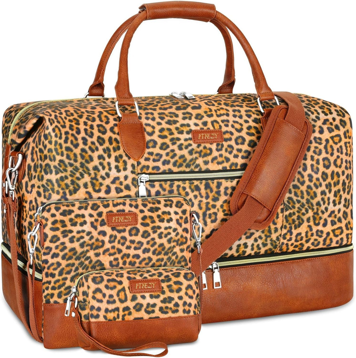Weekender Overnight Bag for Women - Large Travel Duffel Bag with Shoe Compartment, Gym Duffel Bag Hospital Bag Carry On Tote Bags for Airplanes with Crossbody Bag Toiletry Bag 3Pcs Set - Colors A