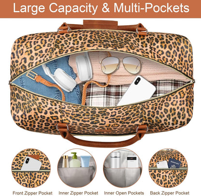 Weekender Overnight Bag for Women - Large Travel Duffel Bag with Shoe Compartment, Gym Duffel Bag Hospital Bag Carry On Tote Bags for Airplanes with Crossbody Bag Toiletry Bag 3Pcs Set - Colors A