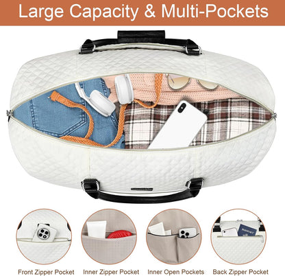 Weekender Overnight Bag for Women - Large Travel Duffel Bag with Shoe Compartment, Gym Duffel Bag Hospital Bag Carry On Tote Bags for Airplanes with Crossbody Bag Toiletry Bag 3Pcs Set - Colors A