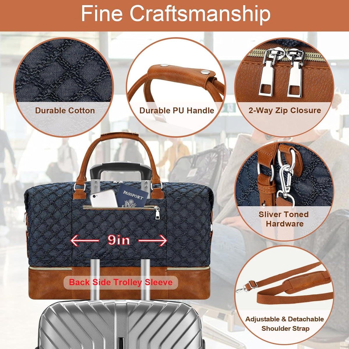 Weekender Overnight Bag for Women - Large Travel Duffel Bag with Shoe Compartment, Gym Duffel Bag Hospital Bag Carry On Tote Bags for Airplanes with Crossbody Bag Toiletry Bag 3Pcs Set - Colors A