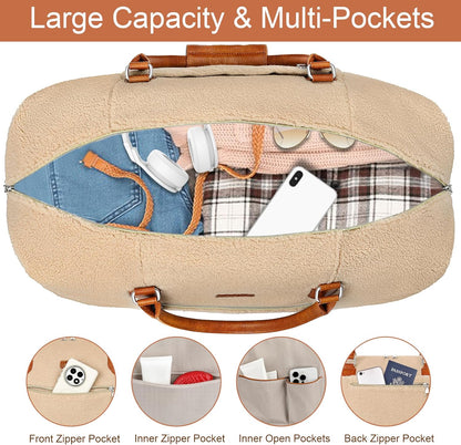 Weekender Overnight Bag for Women - Large Travel Duffel Bag with Shoe Compartment, Gym Duffel Bag Hospital Bag Carry On Tote Bags for Airplanes with Crossbody Bag Toiletry Bag 3Pcs Set - Colors A