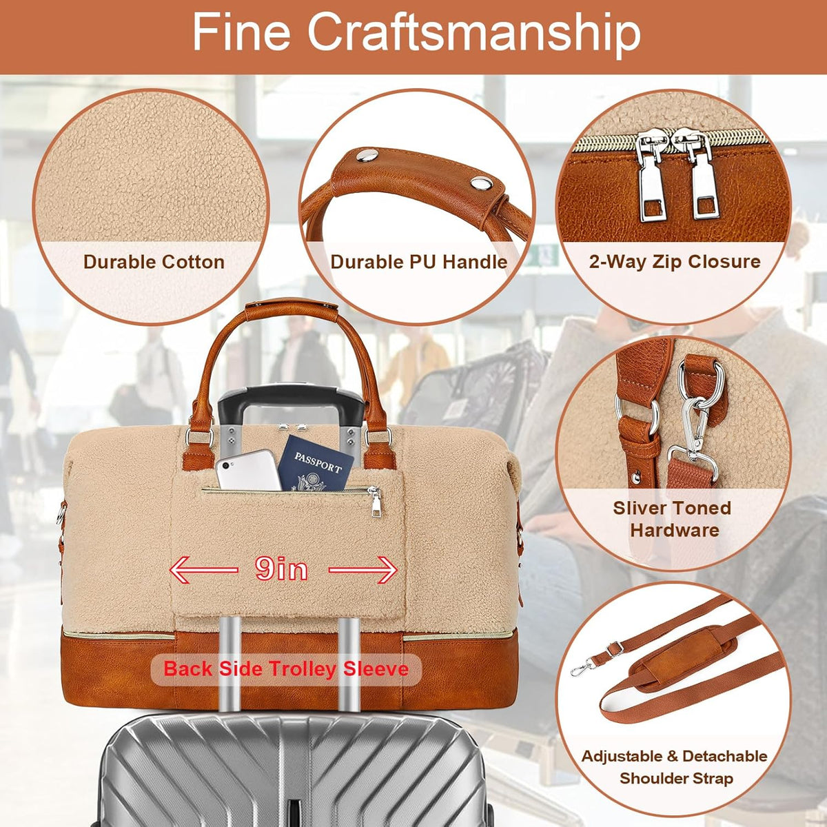 Weekender Overnight Bag for Women - Large Travel Duffel Bag with Shoe Compartment, Gym Duffel Bag Hospital Bag Carry On Tote Bags for Airplanes with Crossbody Bag Toiletry Bag 3Pcs Set - Colors A