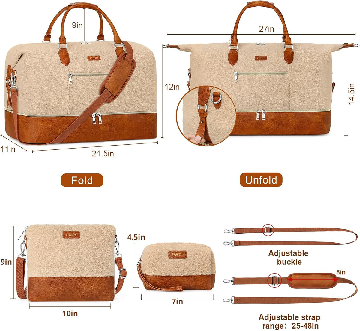 Weekender Overnight Bag for Women - Large Travel Duffel Bag with Shoe Compartment, Gym Duffel Bag Hospital Bag Carry On Tote Bags for Airplanes with Crossbody Bag Toiletry Bag 3Pcs Set - Colors A