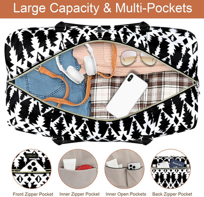 Weekender Overnight Bag for Women - Large Travel Duffel Bag with Shoe Compartment, Gym Duffel Bag Hospital Bag Carry On Tote Bags for Airplanes with Crossbody Bag Toiletry Bag 3Pcs Set - Colors A