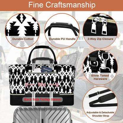 Weekender Overnight Bag for Women - Large Travel Duffel Bag with Shoe Compartment, Gym Duffel Bag Hospital Bag Carry On Tote Bags for Airplanes with Crossbody Bag Toiletry Bag 3Pcs Set - Colors A