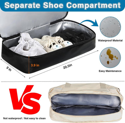 Weekender Overnight Bag for Women - Large Travel Duffel Bag with Shoe Compartment, Gym Duffel Bag Hospital Bag Carry On Tote Bags for Airplanes with Crossbody Bag Toiletry Bag 3Pcs Set - Colors A