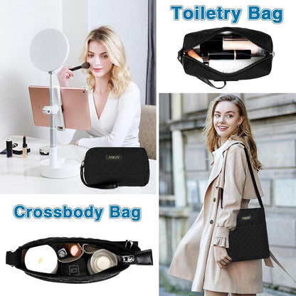 Weekender Overnight Bag for Women - Large Travel Duffel Bag with Shoe Compartment, Gym Duffel Bag Hospital Bag Carry On Tote Bags for Airplanes with Crossbody Bag Toiletry Bag 3Pcs Set - Colors A
