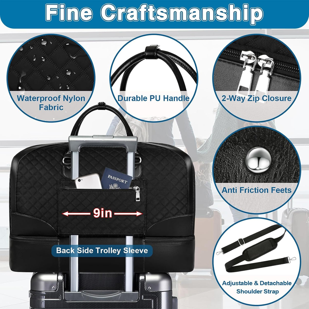 Weekender Overnight Bag for Women - Large Travel Duffel Bag with Shoe Compartment, Gym Duffel Bag Hospital Bag Carry On Tote Bags for Airplanes with Crossbody Bag Toiletry Bag 3Pcs Set - Colors A