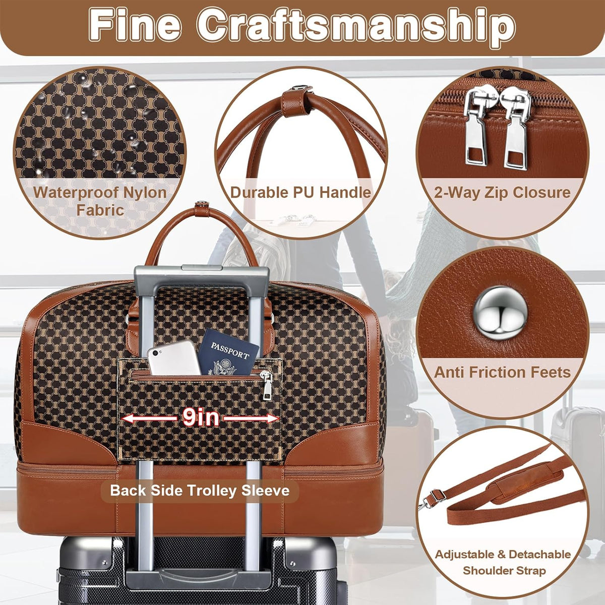 Weekender Overnight Bag for Women - Large Travel Duffel Bag with Shoe Compartment, Gym Duffel Bag Hospital Bag Carry On Tote Bags for Airplanes with Crossbody Bag Toiletry Bag 3Pcs Set - Colors A