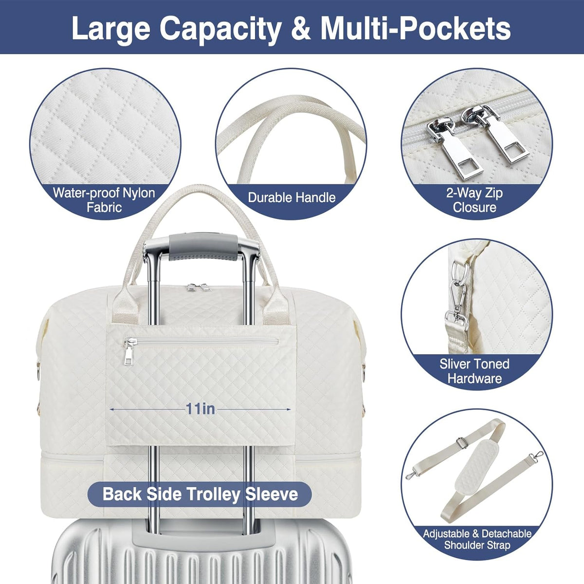 Weekender Overnight Bag for Women - Large Travel Duffel Bag with Shoe Compartment, Gym Duffel Bag Hospital Bag Carry On Tote Bags for Airplanes with Crossbody Bag Toiletry Bag 3Pcs Set - Colors A