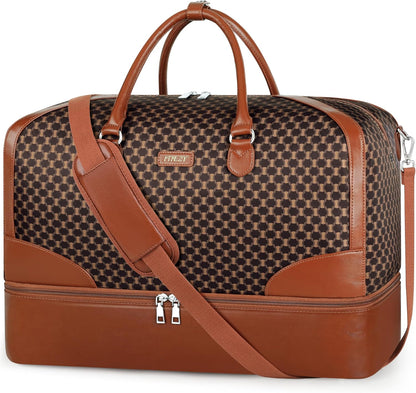 Weekender Overnight Bag for Women - Large Travel Duffel Bag with Shoe Compartment, Gym Duffel Bag Hospital Bag Carry On Tote Bags for Airplanes with Crossbody Bag Toiletry Bag 3Pcs Set - Colors A