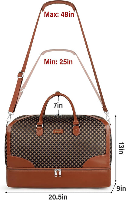 Weekender Overnight Bag for Women - Large Travel Duffel Bag with Shoe Compartment, Gym Duffel Bag Hospital Bag Carry On Tote Bags for Airplanes with Crossbody Bag Toiletry Bag 3Pcs Set - Colors A