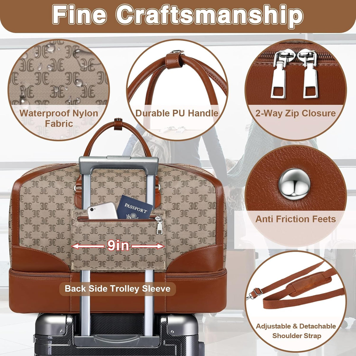 Weekender Overnight Bag for Women - Large Travel Duffel Bag with Shoe Compartment, Gym Duffel Bag Hospital Bag Carry On Tote Bags for Airplanes with Crossbody Bag Toiletry Bag 3Pcs Set - Colors A