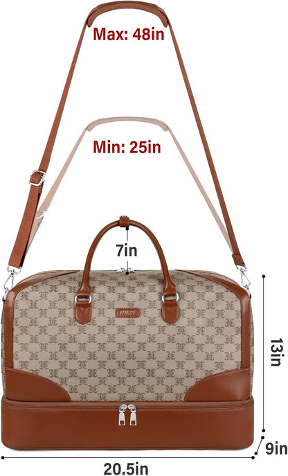 Weekender Overnight Bag for Women - Large Travel Duffel Bag with Shoe Compartment, Gym Duffel Bag Hospital Bag Carry On Tote Bags for Airplanes with Crossbody Bag Toiletry Bag 3Pcs Set - Colors A