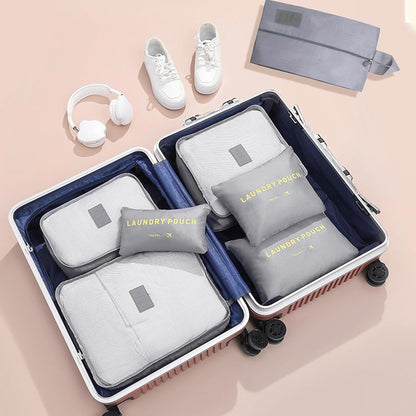 Trave Packing Cubes 7 Set Travel Organizer Bags Trip Compression Bags Luggage Packing Cubes for Suitcases Travel Accessories (Black)
