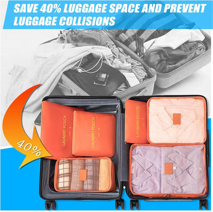 Trave Packing Cubes 7 Set Travel Organizer Bags Trip Compression Bags Luggage Packing Cubes for Suitcases Travel Accessories (Black)