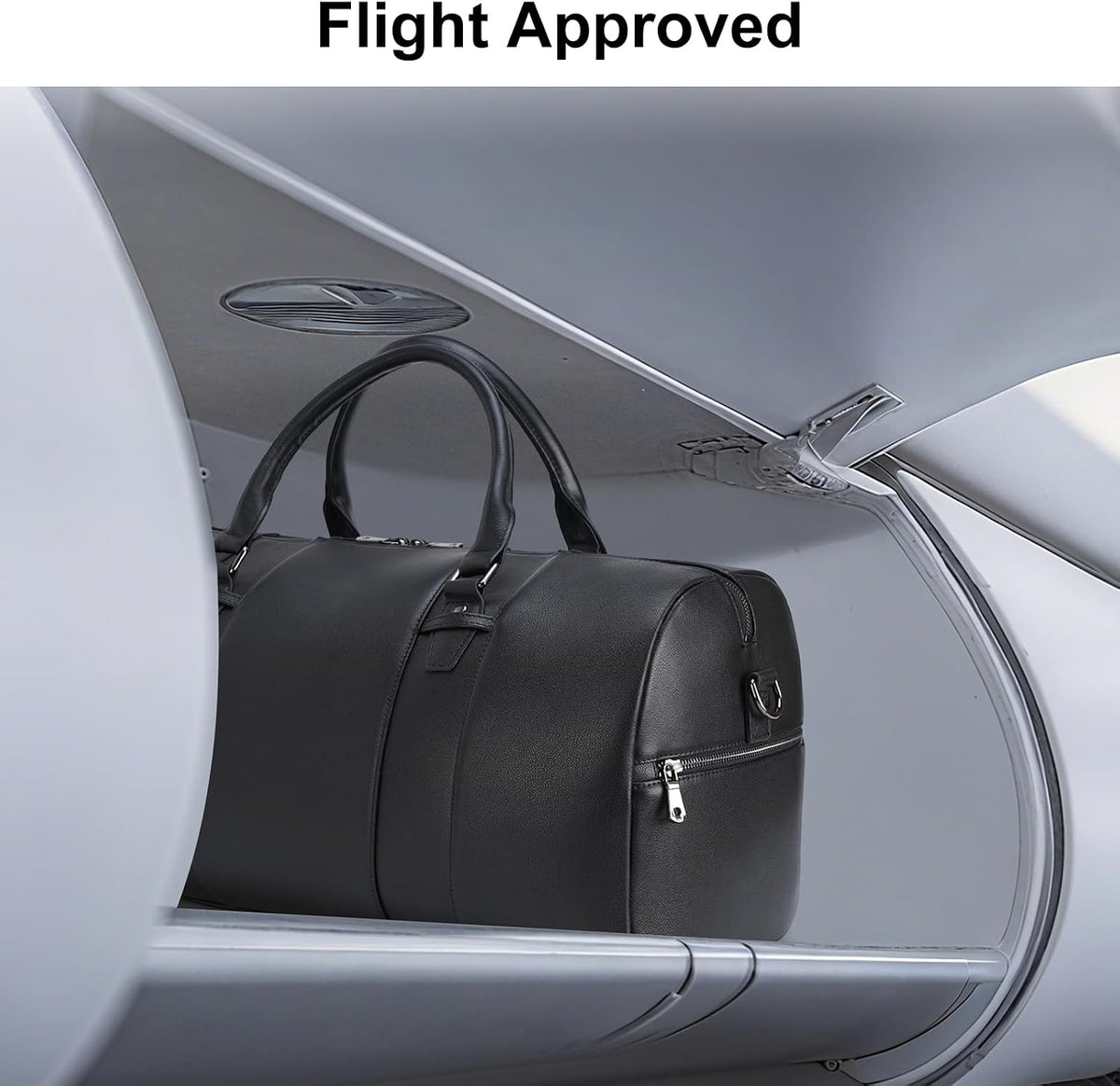 Black Leather Duffle Bag for Travel Men, 31L Carry On Waterproof Foldable Duffel Bag with Shoe Compartment for Gym, Sports, Overnight Weekender Camping