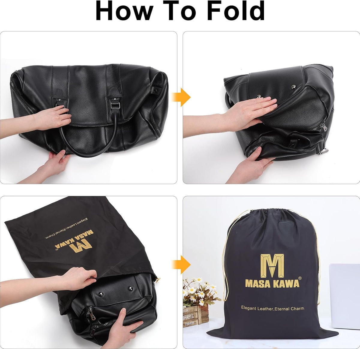 Black Leather Duffle Bag for Travel Men, 31L Carry On Waterproof Foldable Duffel Bag with Shoe Compartment for Gym, Sports, Overnight Weekender Camping
