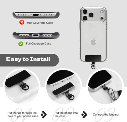 Clip and Go Phone Strap Crossbody with Detachable Wallet, RFID Blocking, Adjustable Anti-Theft Phone Lanyard, Black