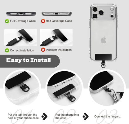 Clip and Go Phone Strap Crossbody with Detachable Wallet, RFID Blocking, Adjustable Anti-Theft Phone Lanyard, Black