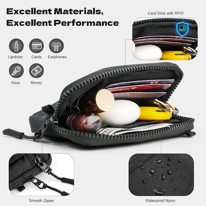 Clip and Go Phone Strap Crossbody with Detachable Wallet, RFID Blocking, Adjustable Anti-Theft Phone Lanyard, Black