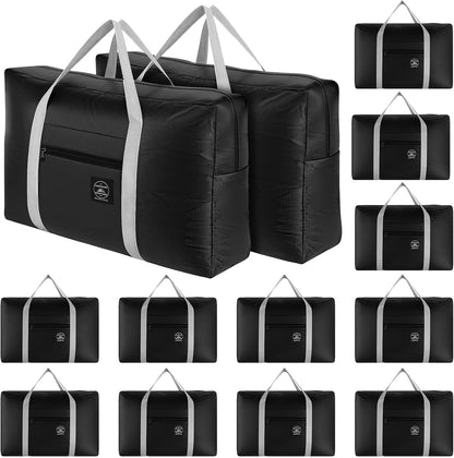 13 Pcs Foldable Travel Storage Bags – Waterproof Oxford Cloth Duffel Bags for Gym, Sports, Overnight Trips (Black)