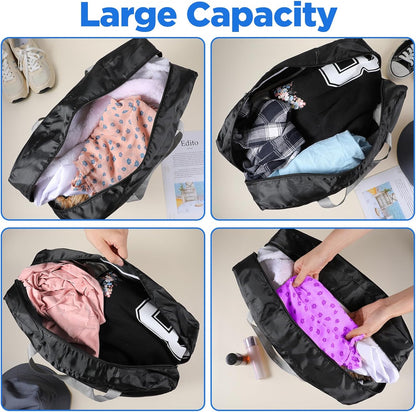 13 Pcs Foldable Travel Storage Bags – Waterproof Oxford Cloth Duffel Bags for Gym, Sports, Overnight Trips (Black)