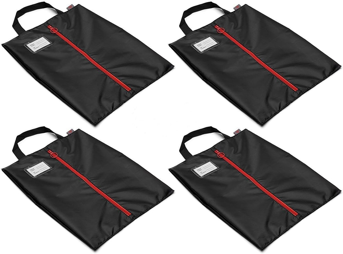 Travel Shoe Bags with Drawstring and Center Divider (Black) -Set of 4 Soft Nylon Shoe Tote BagsTravel Shoe (18" x 14") (4 Pack (16"x12"))