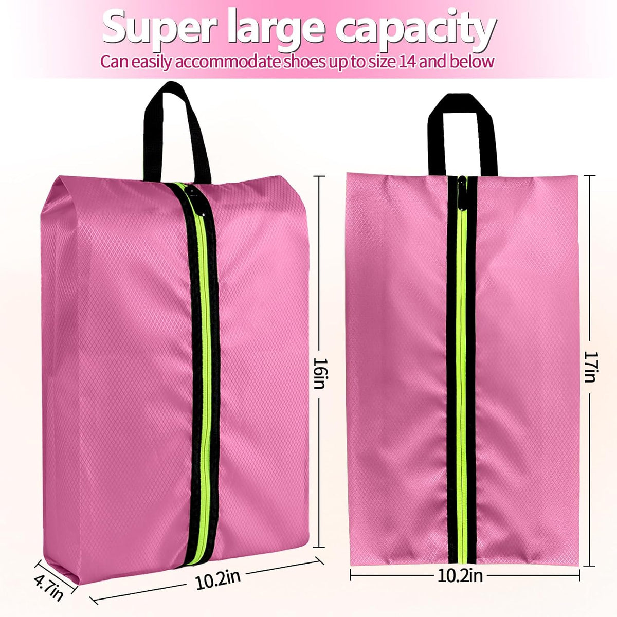 Shoe Bags for Travel - Set of 3 Pack Large Capacity Oxford Fabric Shoe Bags, Multi-Functional Dust-Proof and Waterproof Men & Women Travel Shoe Bag (Pink)