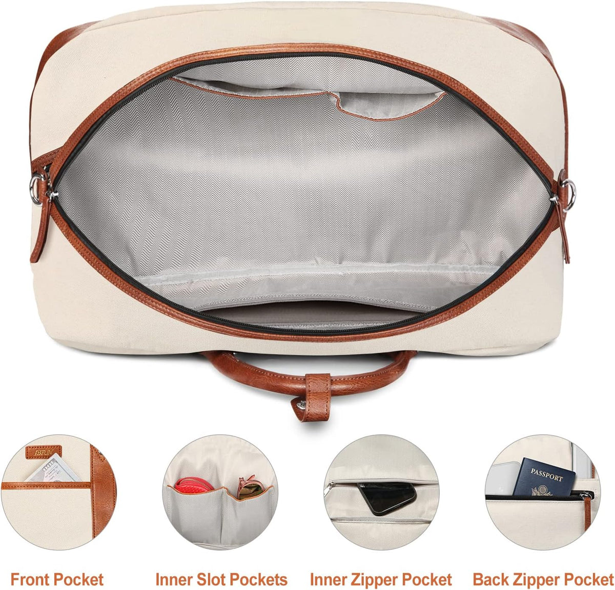 Weekender Bag for Women, Large Overnight Bag Canvas Travel Duffel Bag Carry On Tote with Shoe Compartment 21" 3Pcs Set