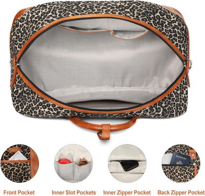 Weekender Bag for Women, Large Overnight Bag Canvas Travel Duffel Bag Carry On Tote with Shoe Compartment 21" 3Pcs Set