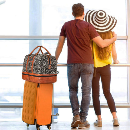 Weekender Bag for Women, Large Overnight Bag Canvas Travel Duffel Bag Carry On Tote with Shoe Compartment 21" 3Pcs Set