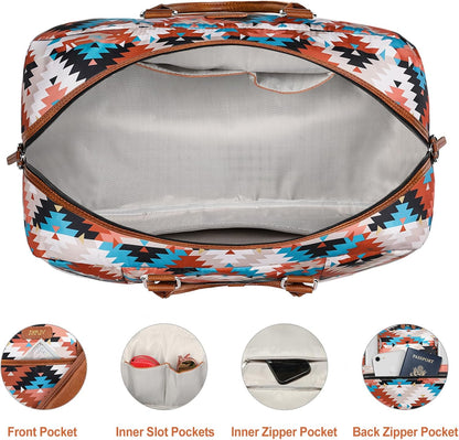 Weekender Bag for Women, Large Overnight Bag Canvas Travel Duffel Bag Carry On Tote with Shoe Compartment 21" 3Pcs Set