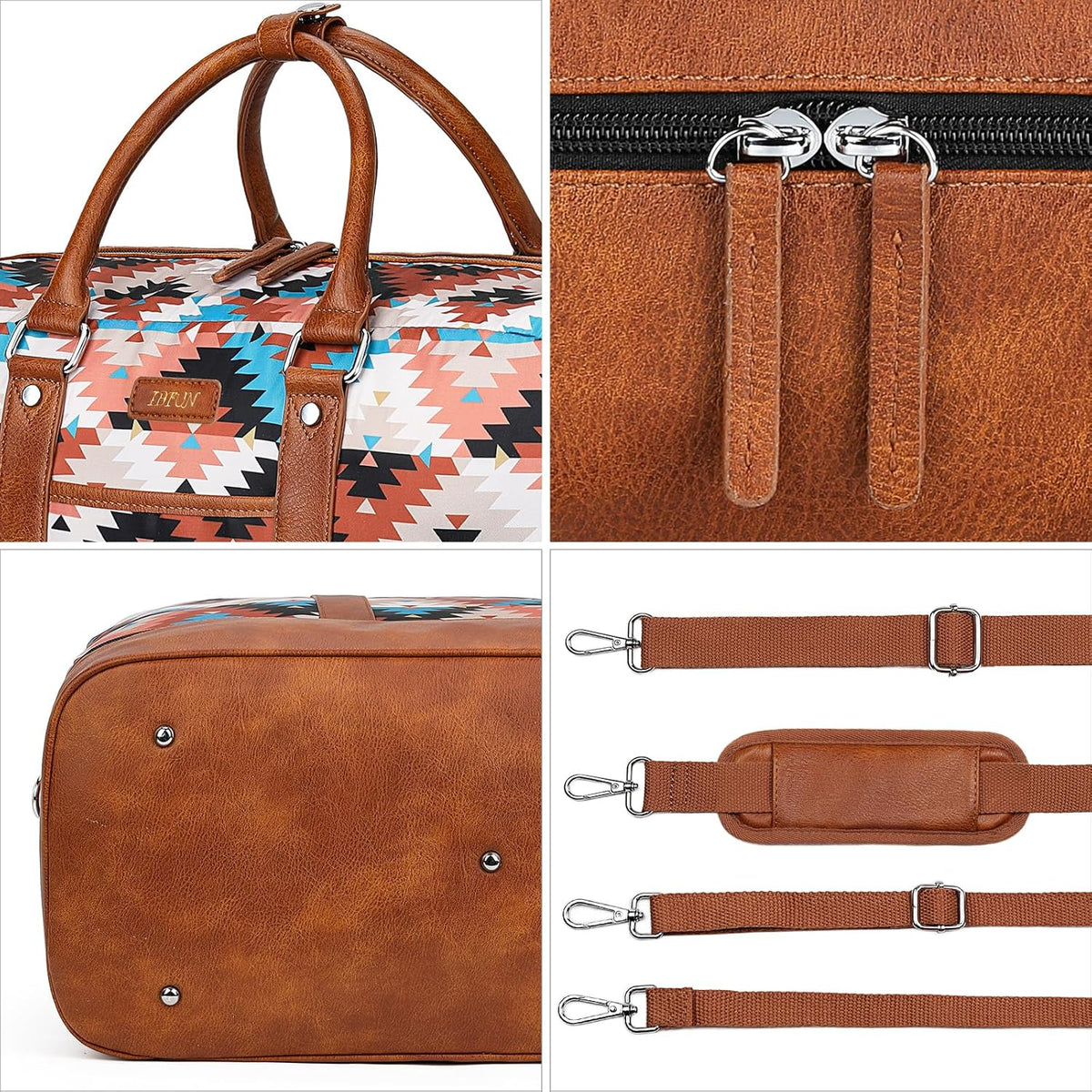 Weekender Bag for Women, Large Overnight Bag Canvas Travel Duffel Bag Carry On Tote with Shoe Compartment 21" 3Pcs Set