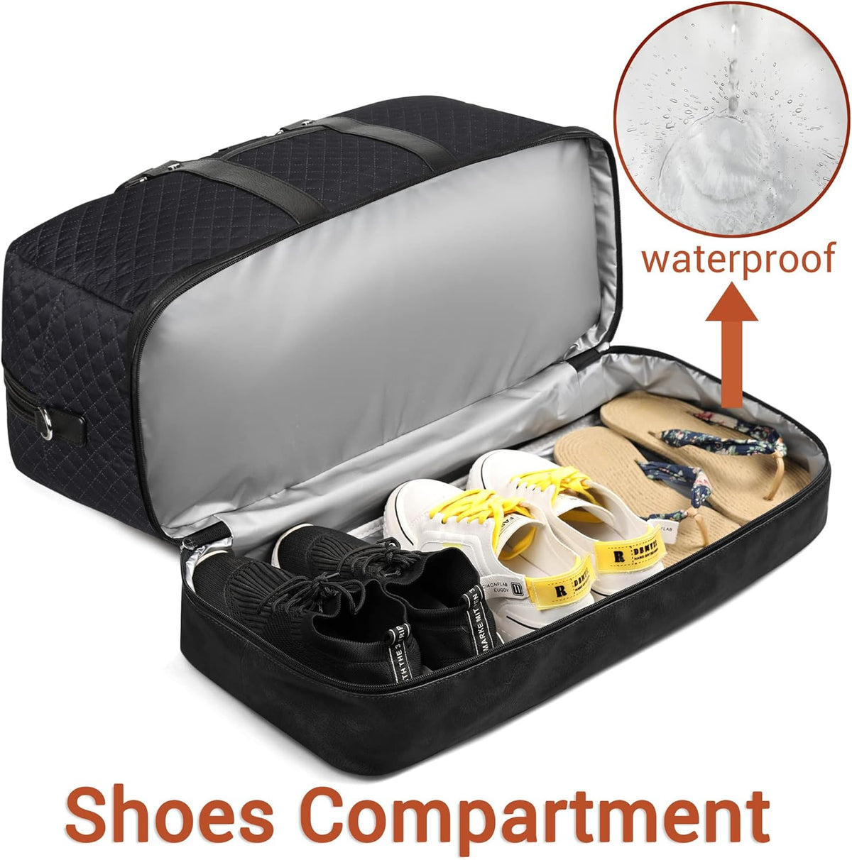 Weekender Bag for Women, Large Overnight Bag Canvas Travel Duffel Bag Carry On Tote with Shoe Compartment 21" 3Pcs Set