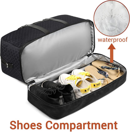 Weekender Bag for Women, Large Overnight Bag Canvas Travel Duffel Bag Carry On Tote with Shoe Compartment 21" 3Pcs Set