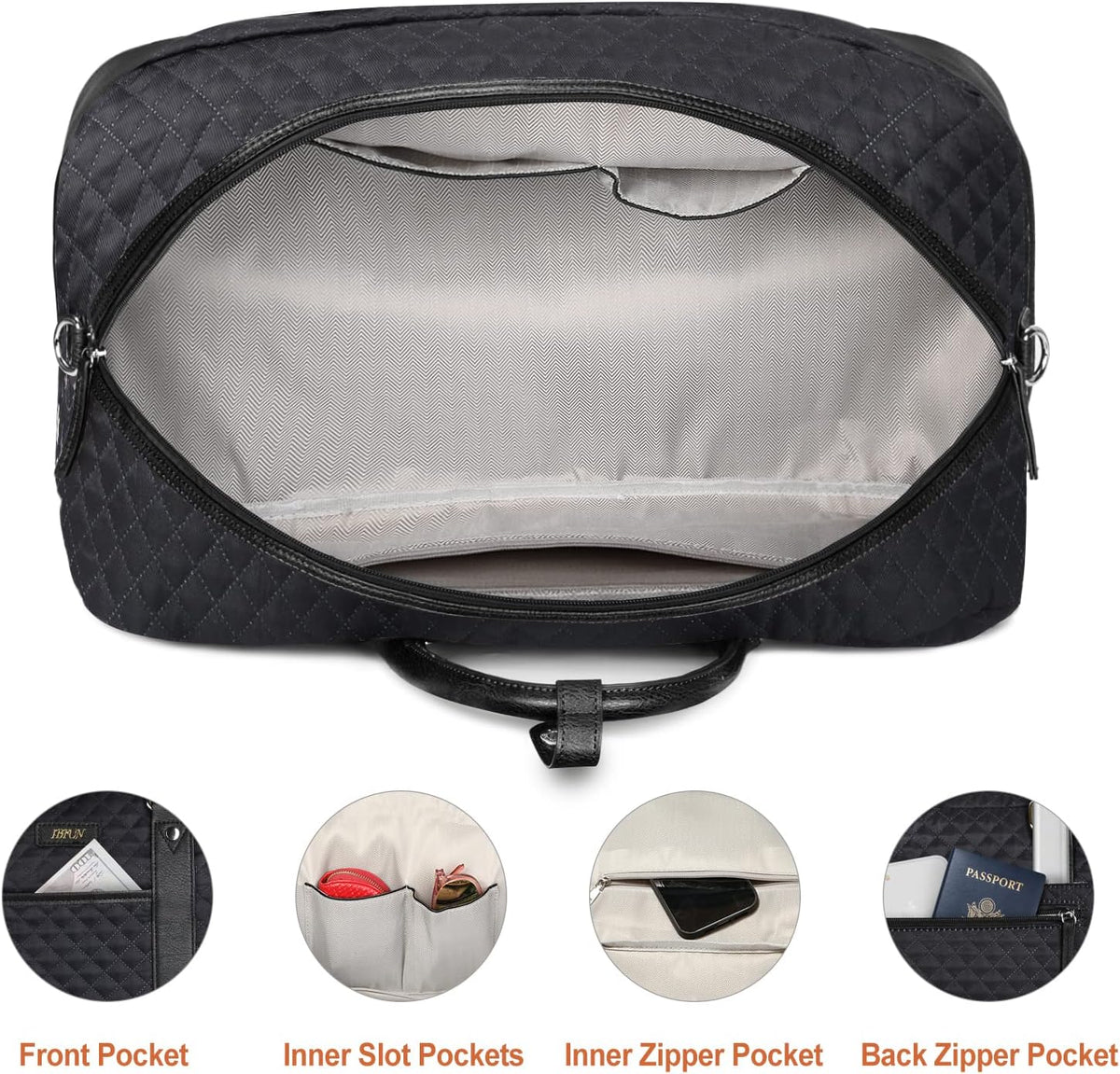 Weekender Bag for Women, Large Overnight Bag Canvas Travel Duffel Bag Carry On Tote with Shoe Compartment 21" 3Pcs Set