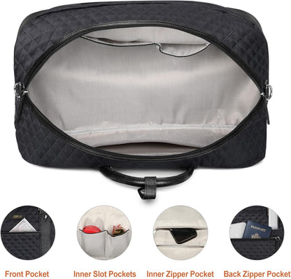 Weekender Bag for Women, Large Overnight Bag Canvas Travel Duffel Bag Carry On Tote with Shoe Compartment 21" 3Pcs Set