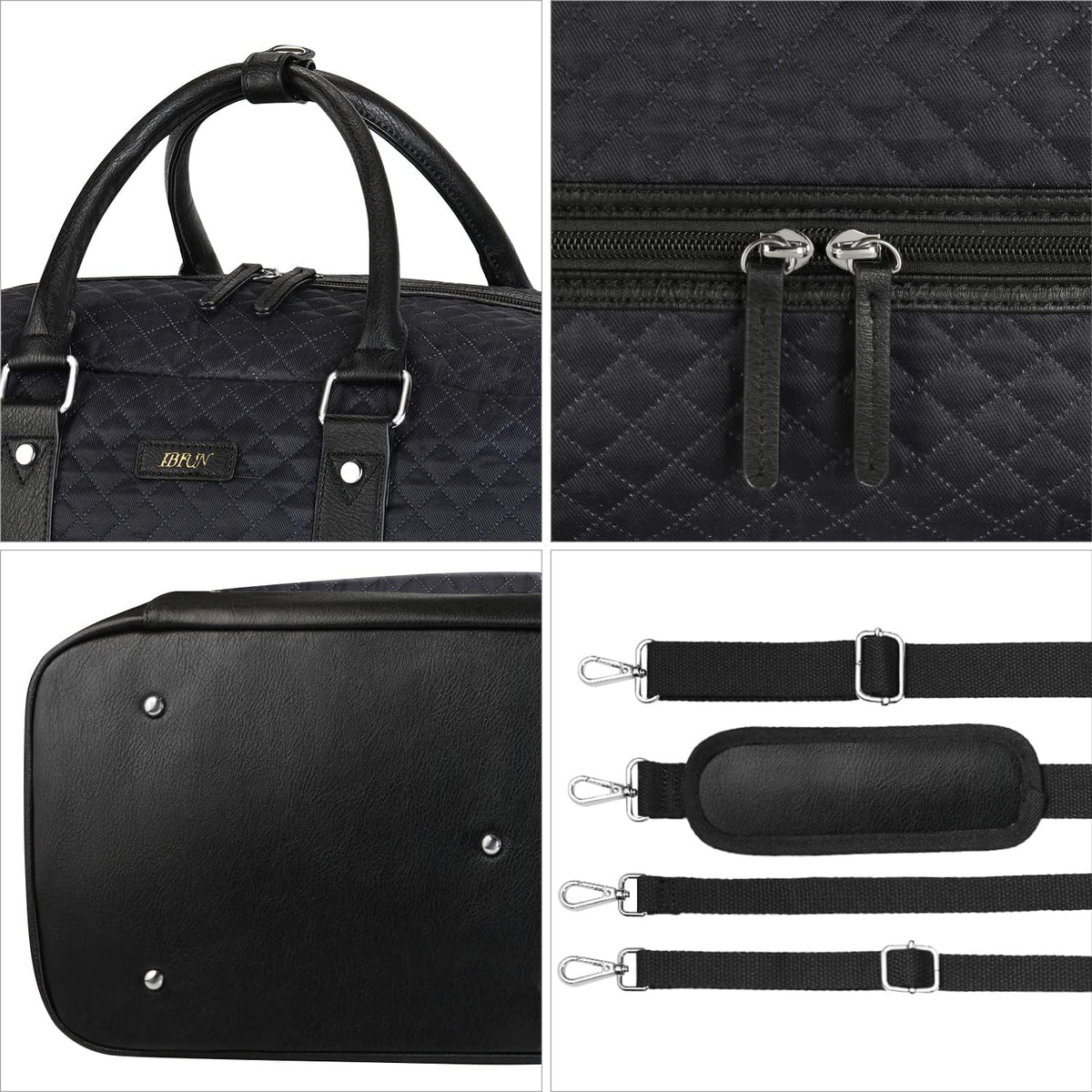 Weekender Bag for Women, Large Overnight Bag Canvas Travel Duffel Bag Carry On Tote with Shoe Compartment 21" 3Pcs Set