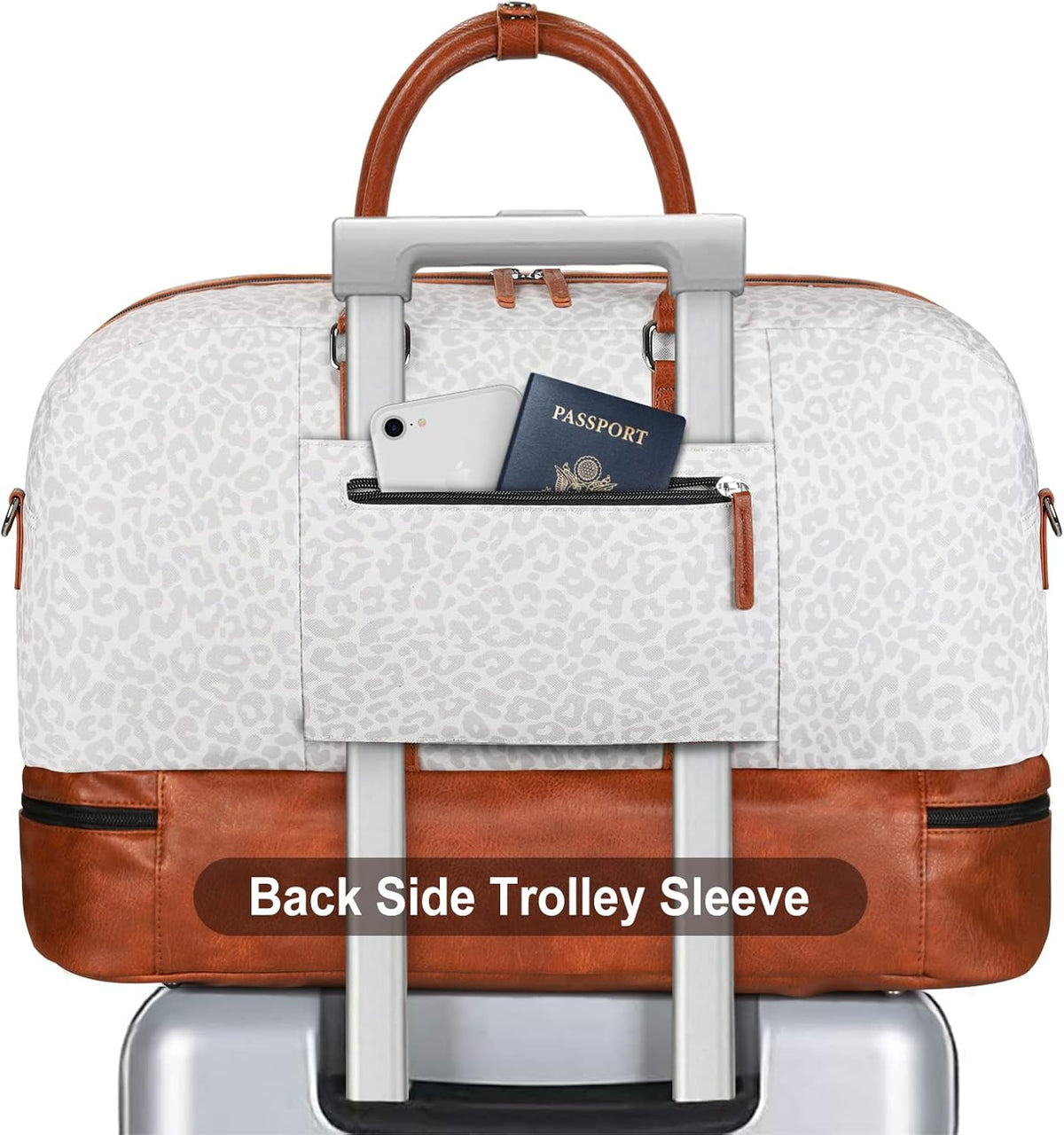 Weekender Bag for Women, Large Overnight Bag Canvas Travel Duffel Bag Carry On Tote with Shoe Compartment 21" 3Pcs Set