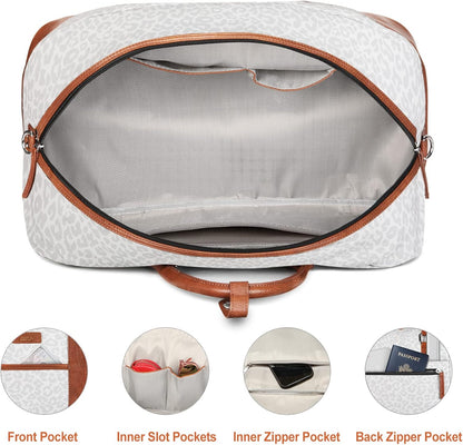 Weekender Bag for Women, Large Overnight Bag Canvas Travel Duffel Bag Carry On Tote with Shoe Compartment 21" 3Pcs Set