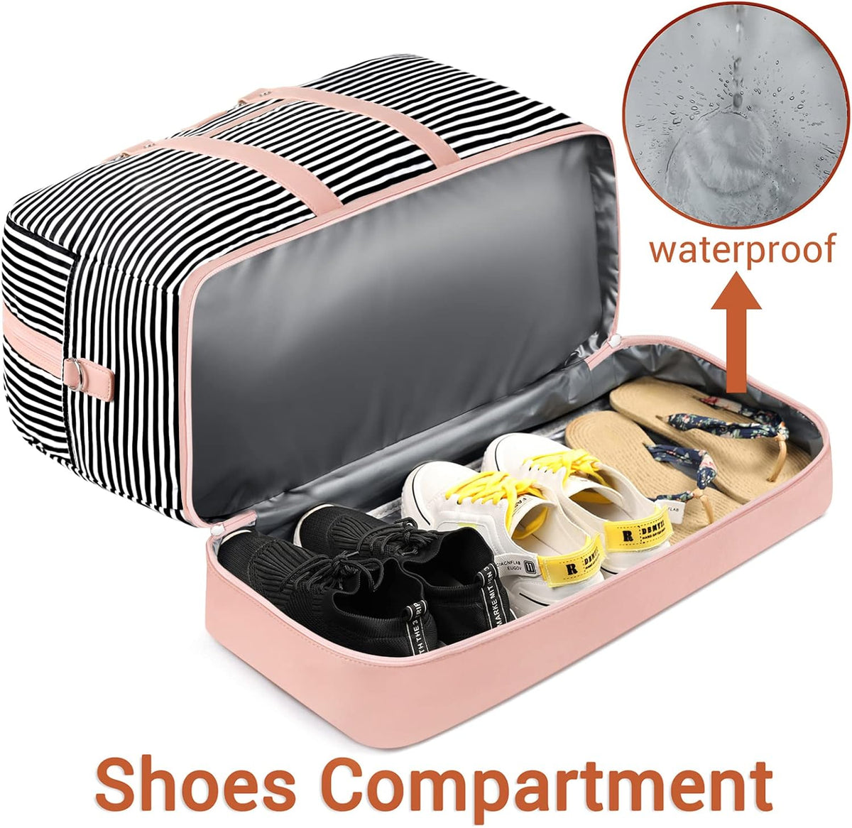 Weekender Bag for Women, Large Overnight Bag Canvas Travel Duffel Bag Carry On Tote with Shoe Compartment 21" 3Pcs Set
