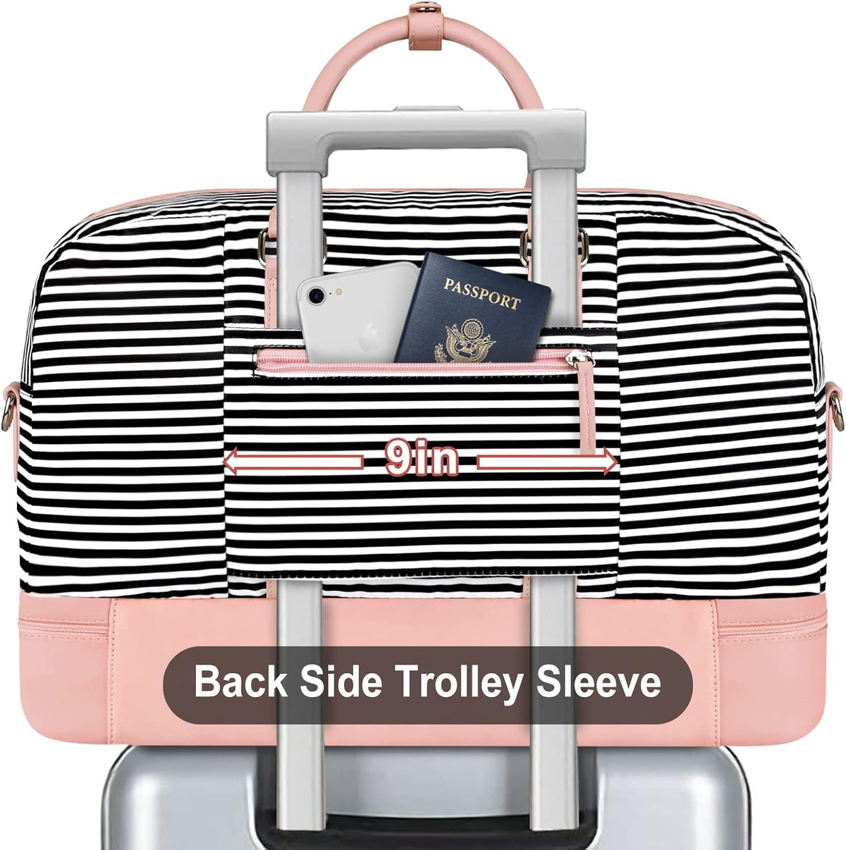 Weekender Bag for Women, Large Overnight Bag Canvas Travel Duffel Bag Carry On Tote with Shoe Compartment 21" 3Pcs Set