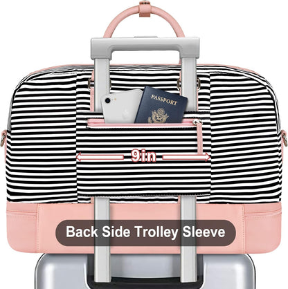 Weekender Bag for Women, Large Overnight Bag Canvas Travel Duffel Bag Carry On Tote with Shoe Compartment 21" 3Pcs Set
