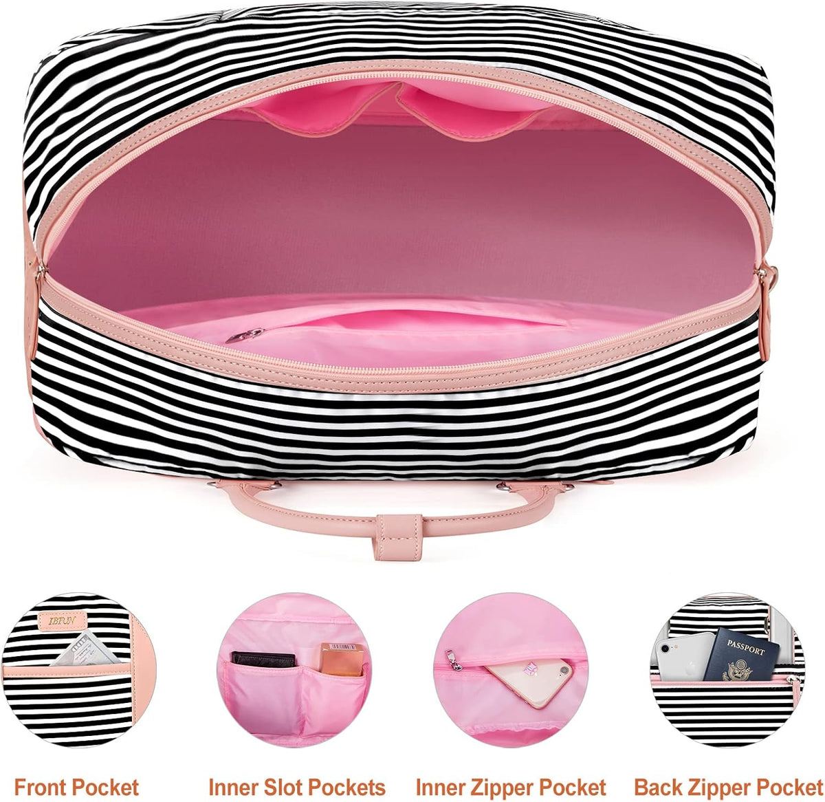 Weekender Bag for Women, Large Overnight Bag Canvas Travel Duffel Bag Carry On Tote with Shoe Compartment 21" 3Pcs Set