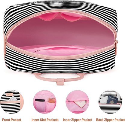 Weekender Bag for Women, Large Overnight Bag Canvas Travel Duffel Bag Carry On Tote with Shoe Compartment 21" 3Pcs Set